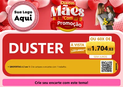Modelo de Cartaz para Cartaz A4 Horizontal com o tema Dia Das Mães Com Promoção para Concessionaria de Carros