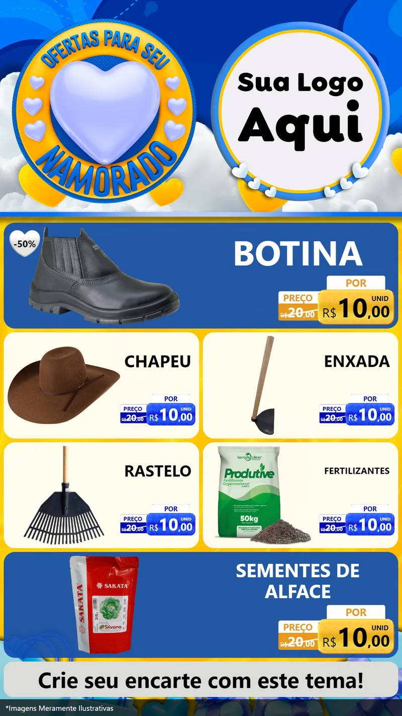 Modelo de TV para TV Vertical com o tema Ofertas Para Seu Namorado para Agropecuária
