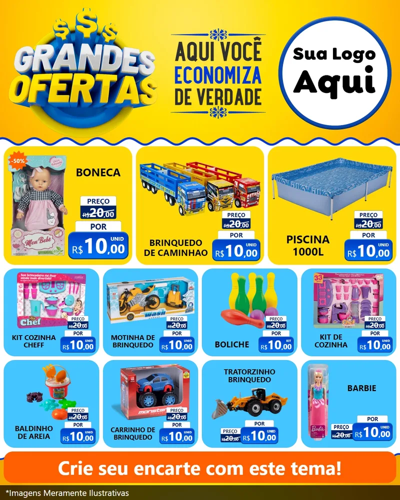 Modelo de Rede Social para Feed Instagram com o tema Grandes Ofertas para Brinquedos