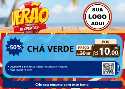 Modelo de Cartaz para Cartaz A4 Horizontal com o tema Verão de Ofertas para Produtos Naturais