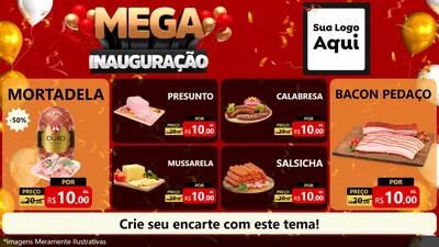 Modelo de TV para TV Horizontal com o tema Mega Inauguração para Frios e Laticínios