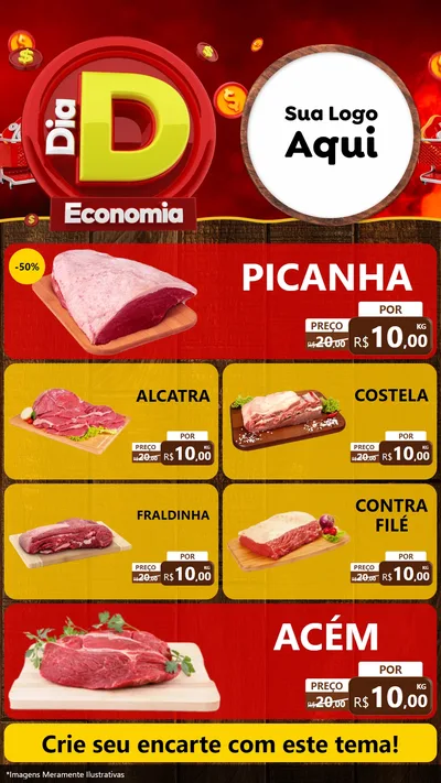 Modelo de TV para TV Vertical com o tema Dia D Economia para Açougue