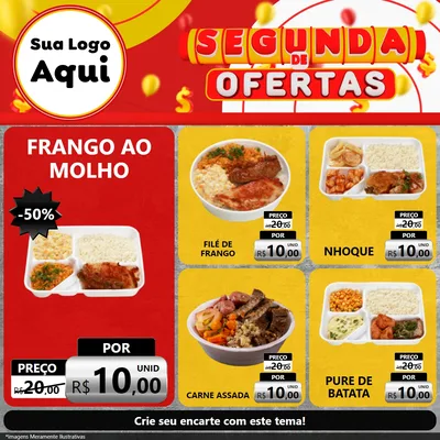 Modelo de Rede Social para Feed Facebook com o tema Segunda de Ofertas para Restaurante