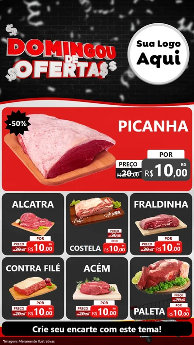 Modelo de Rede Social para Stories com o tema Domingou de Ofertas para Açougue