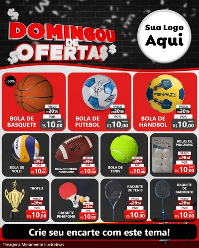 Modelo de Rede Social para Feed Instagram com o tema Domingou de Ofertas para Artigos Esportivos