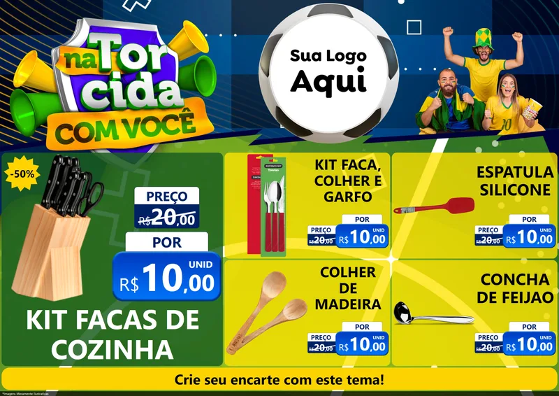 Modelo de Encarte para Encarte A4 Horizontal com o tema Na Torcida Com Você - Copa para Utilidades Domésticas