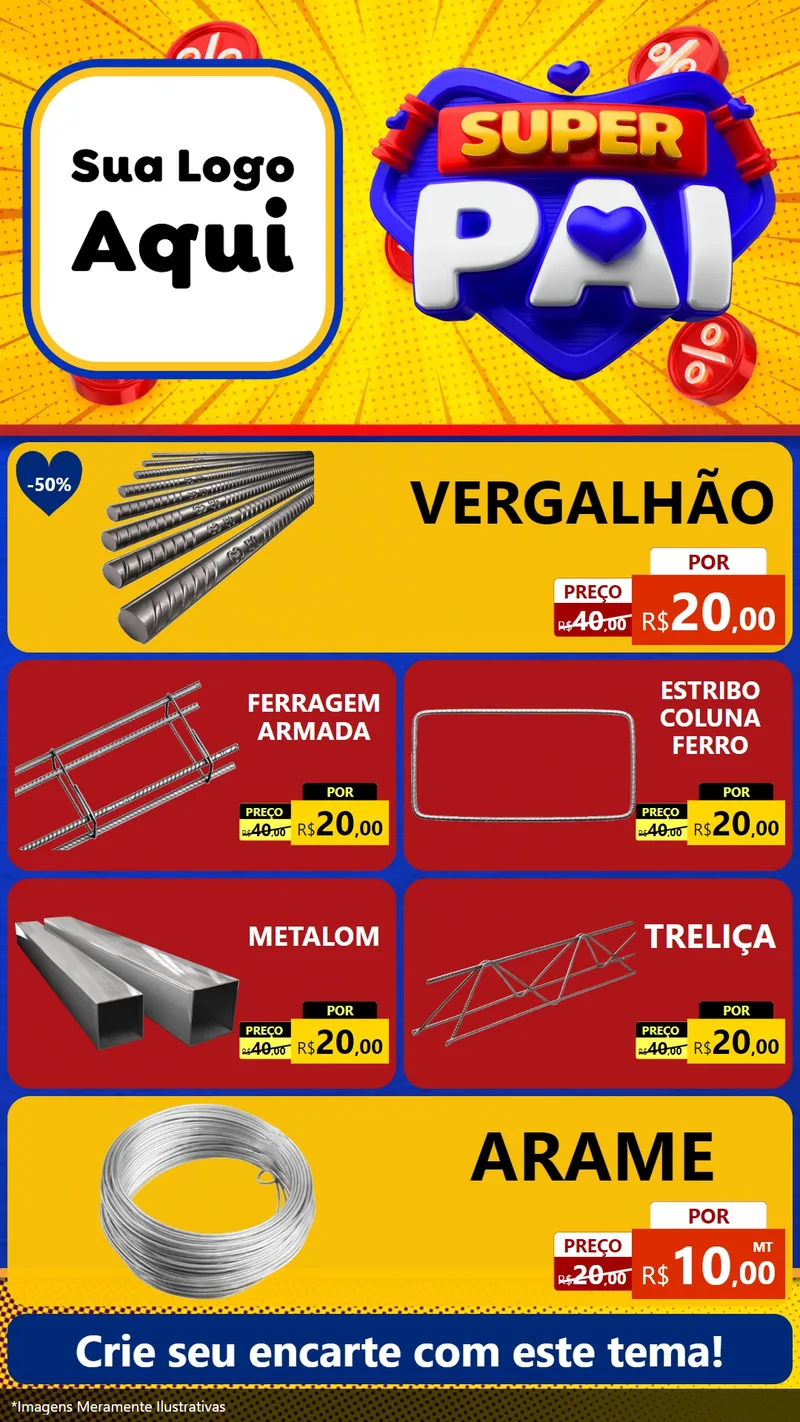 Modelo de TV para TV Vertical com o tema Super Pai para Ferragens