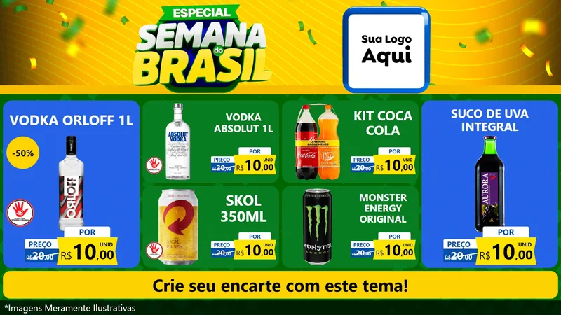 Modelo de TV para TV Horizontal com o tema Especial Semana do Brasil para Distribuidora de bebidas