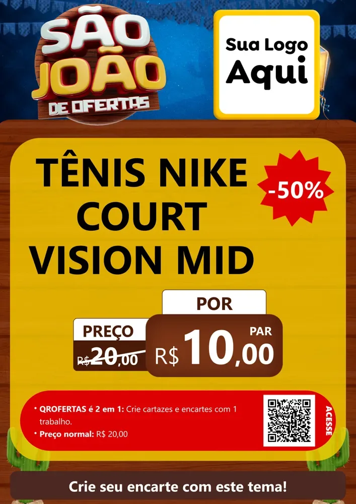 Modelo de Cartaz para Cartaz A4 Vertical com o tema São João Ofertas Imbatíveis! - Junina para Calçados