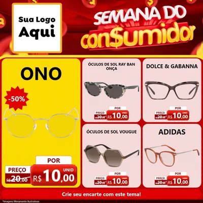 Modelo de Rede Social para Feed Facebook com o tema Semana do Consumidor para Óticas