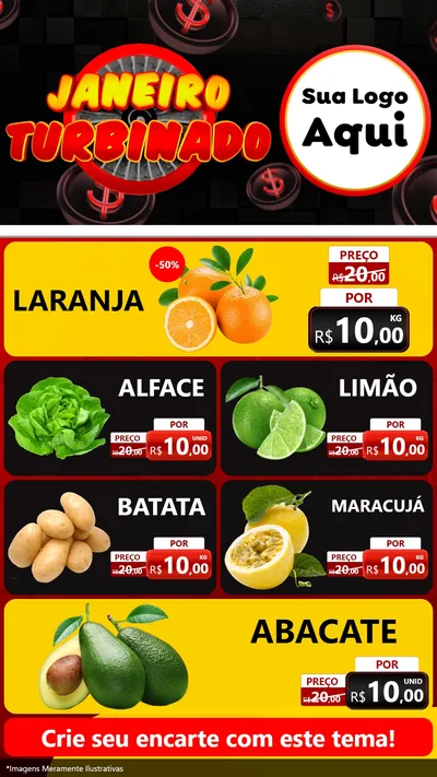 Modelo de TV para TV Vertical com o tema Janeiro Turbinado para Hortifrúti