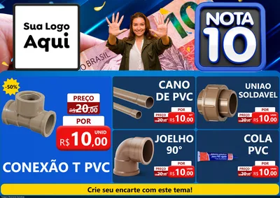 Modelo de Encarte para Encarte A4 Horizontal com o tema Nota 10 para Tubos e conexões