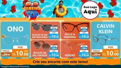 Modelo de TV para TV Horizontal com o tema Janeiro Top para Óticas