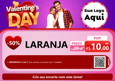 Modelo de Cartaz para Cartaz A4 Horizontal com o tema Valentine's Day para Hortifrúti