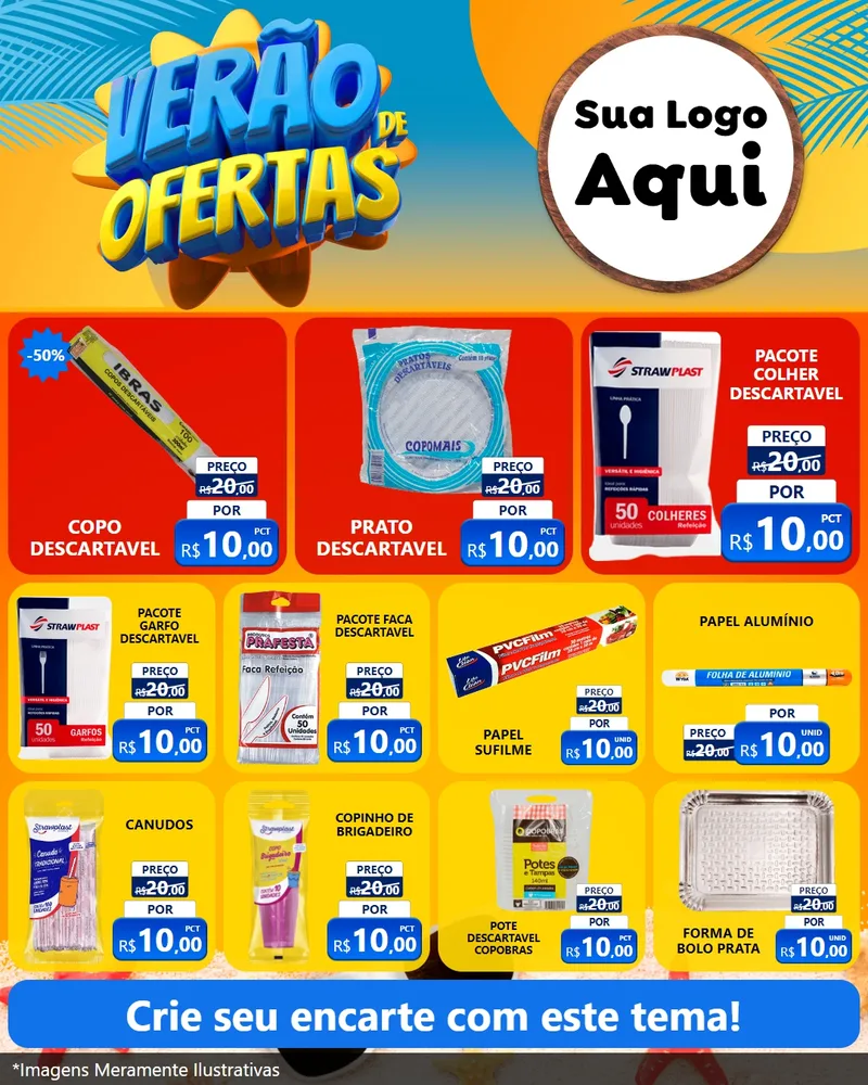 Modelo de Rede Social para Feed Instagram com o tema Verão de Ofertas para Embalagens