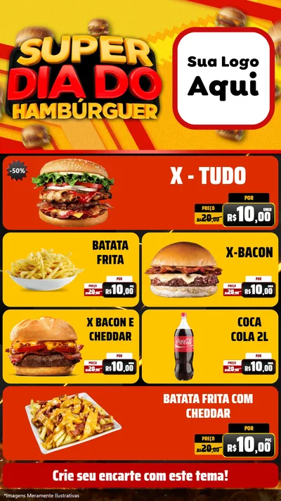 Modelo de TV para TV Vertical com o tema Super Dia do Hamburguer para Hamburgueria