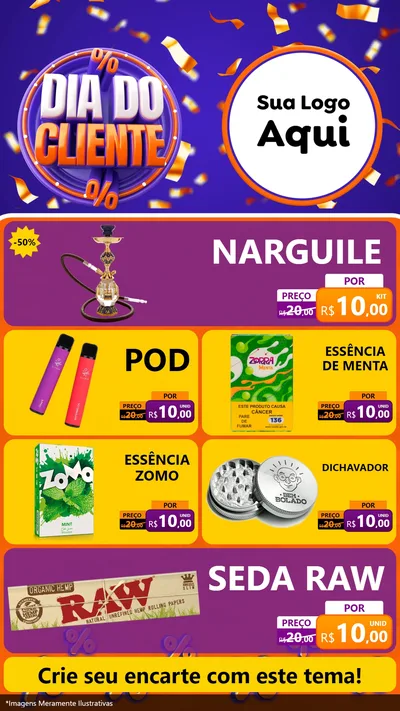 Modelo de TV para TV Vertical com o tema Dia do Cliente para Tabacaria