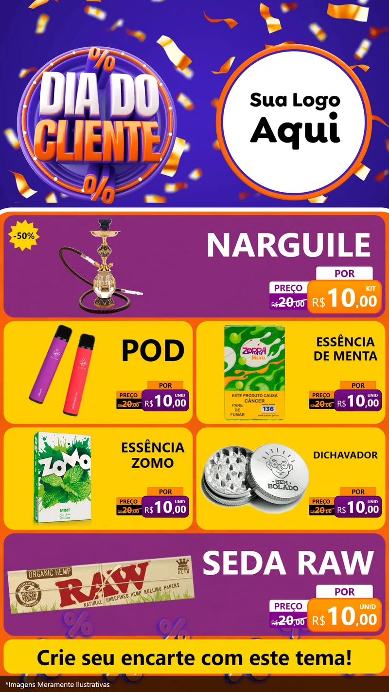 Modelo de TV para TV Vertical com o tema Dia do Cliente para Tabacaria