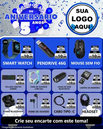 Modelo de Rede Social para Feed Instagram com o tema Promoção de Aniversário - 5 Anos para Informática