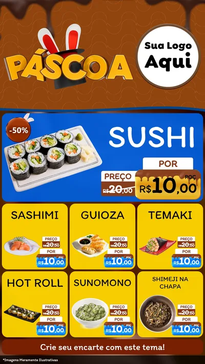 Modelo de Rede Social para Stories com o tema Páscoa para Comida japonesa