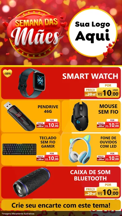Modelo de TV para TV Vertical com o tema Semana das Mães para Informática