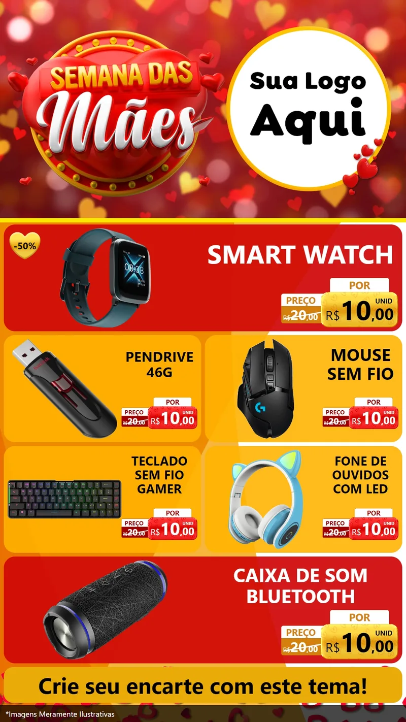 Modelo de TV para TV Vertical com o tema Semana das Mães para Informática