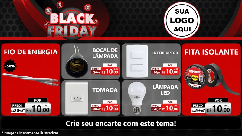 Modelo de TV para TV Horizontal com o tema Black Friday para Materiais Elétricos