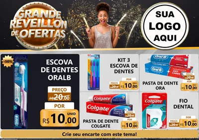 Modelo de Encarte para Encarte A4 Horizontal com o tema Grande Réveillon de Ofertas para Higiene Pessoal
