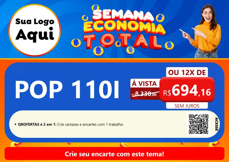 Modelo de Cartaz para Cartaz A4 Horizontal com o tema Semana Economia Total para Concessionaria de Motos