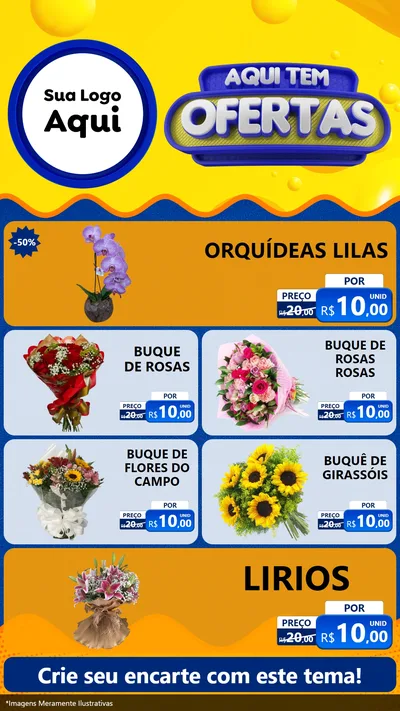 Modelo de TV para TV Vertical com o tema Aqui Tem Ofertas para Floricultura e jardim