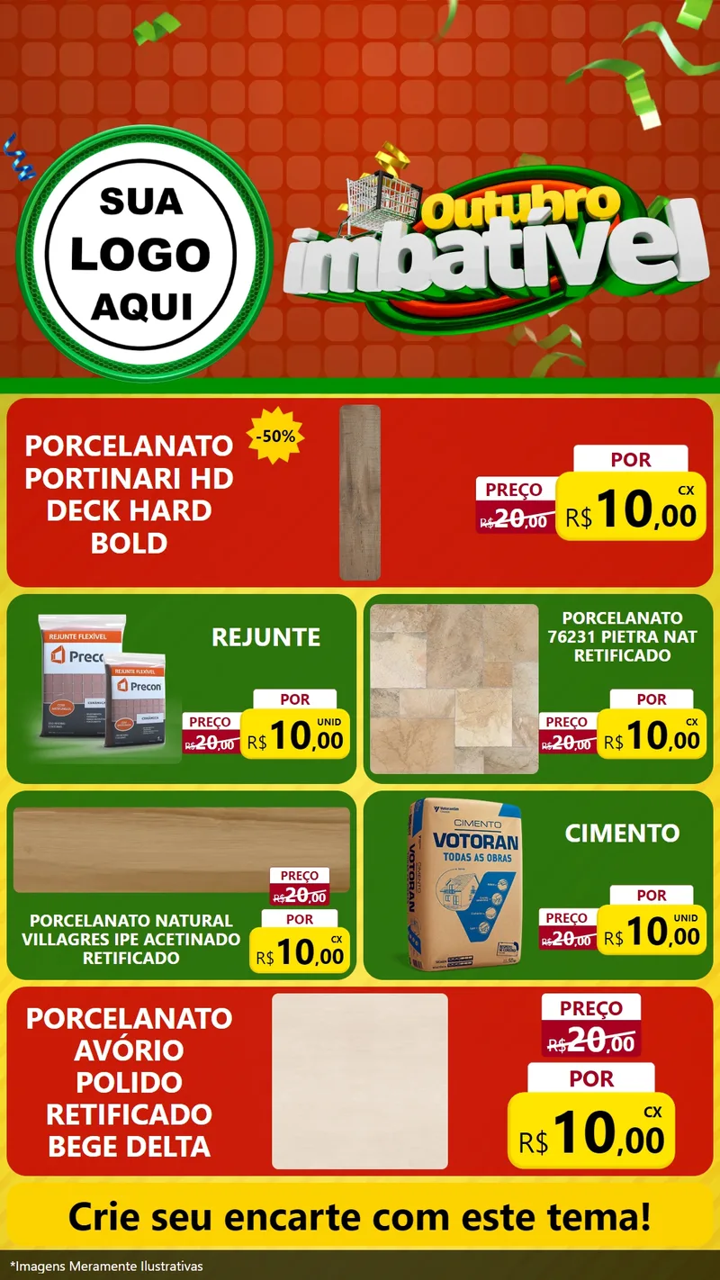 Modelo de TV para TV Vertical com o tema Outubro Imbatível para Pisos e revestimentos