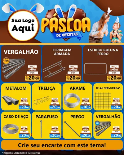 Modelo de Rede Social para Feed Instagram com o tema Páscoa de Ofertas para Ferragens