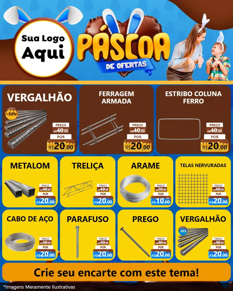 Modelo de Rede Social para Feed Instagram com o tema Páscoa de Ofertas para Ferragens