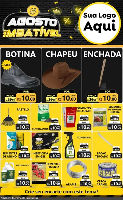 Modelo de Encarte para Encarte Grande com o tema Agosto Imbatível para Agropecuária