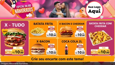 Modelo de TV para TV Horizontal com o tema Especial Dia dos Namorados para Hamburgueria