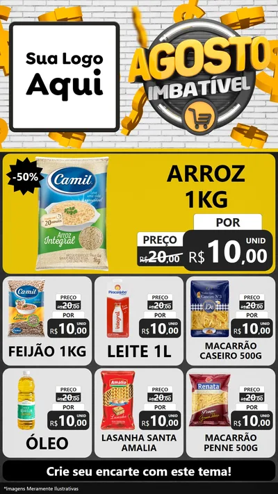 Modelo de Rede Social para Stories com o tema Agosto imbatível para Supermercado