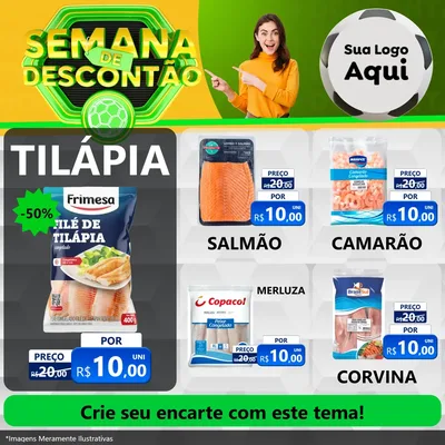 Modelo de Rede Social para Feed Facebook com o tema Semana de Descontão - Copa para Peixaria