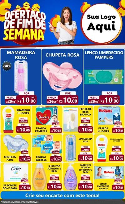 Modelo de Encarte para Encarte Grande com o tema Ofertaço de Fim de Semana para Bebês