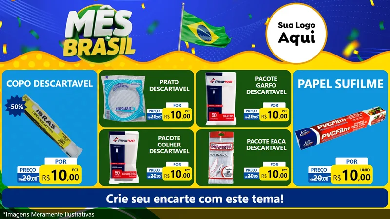 Modelo de TV para TV Horizontal com o tema Mês do Brasil para Embalagens