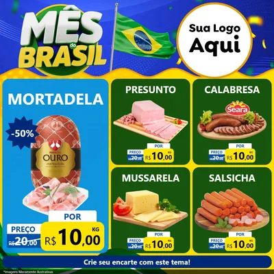 Modelo de Rede Social para Feed Facebook com o tema Mês do Brasil para Frios e Laticínios