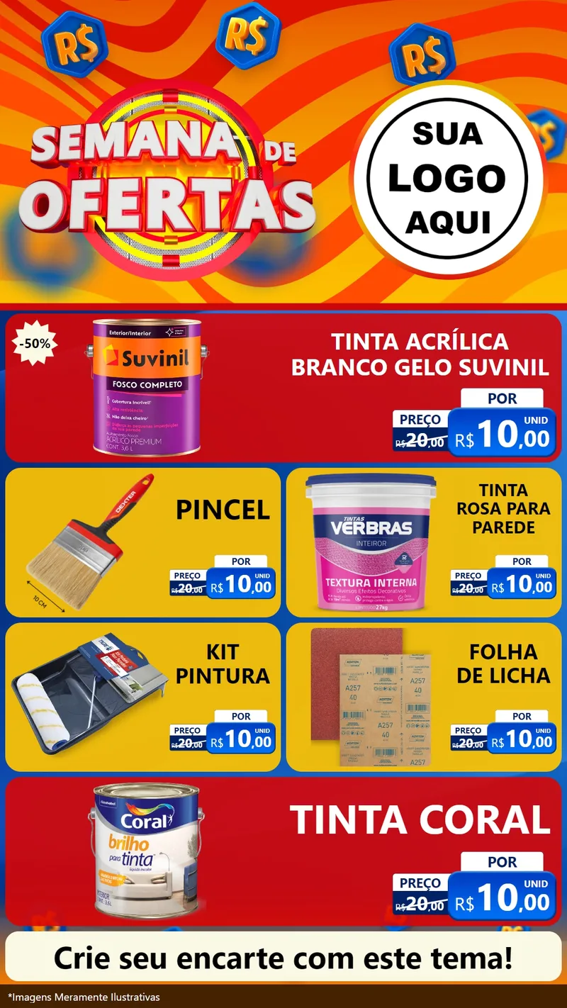 Modelo de TV para TV Vertical com o tema Semana de Ofertas para Tintas e Ferramentas
