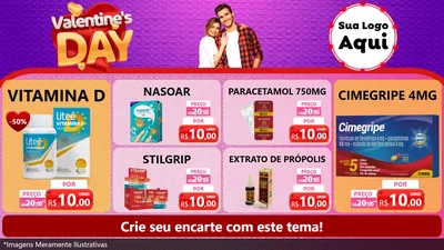 Modelo de TV para TV Horizontal com o tema Valentine's Day para Farmácia