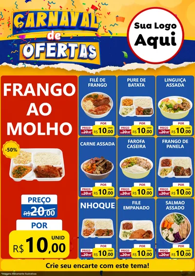 Modelo de Encarte para Encarte A4 Vertical com o tema Carnaval de Ofertas para Restaurante