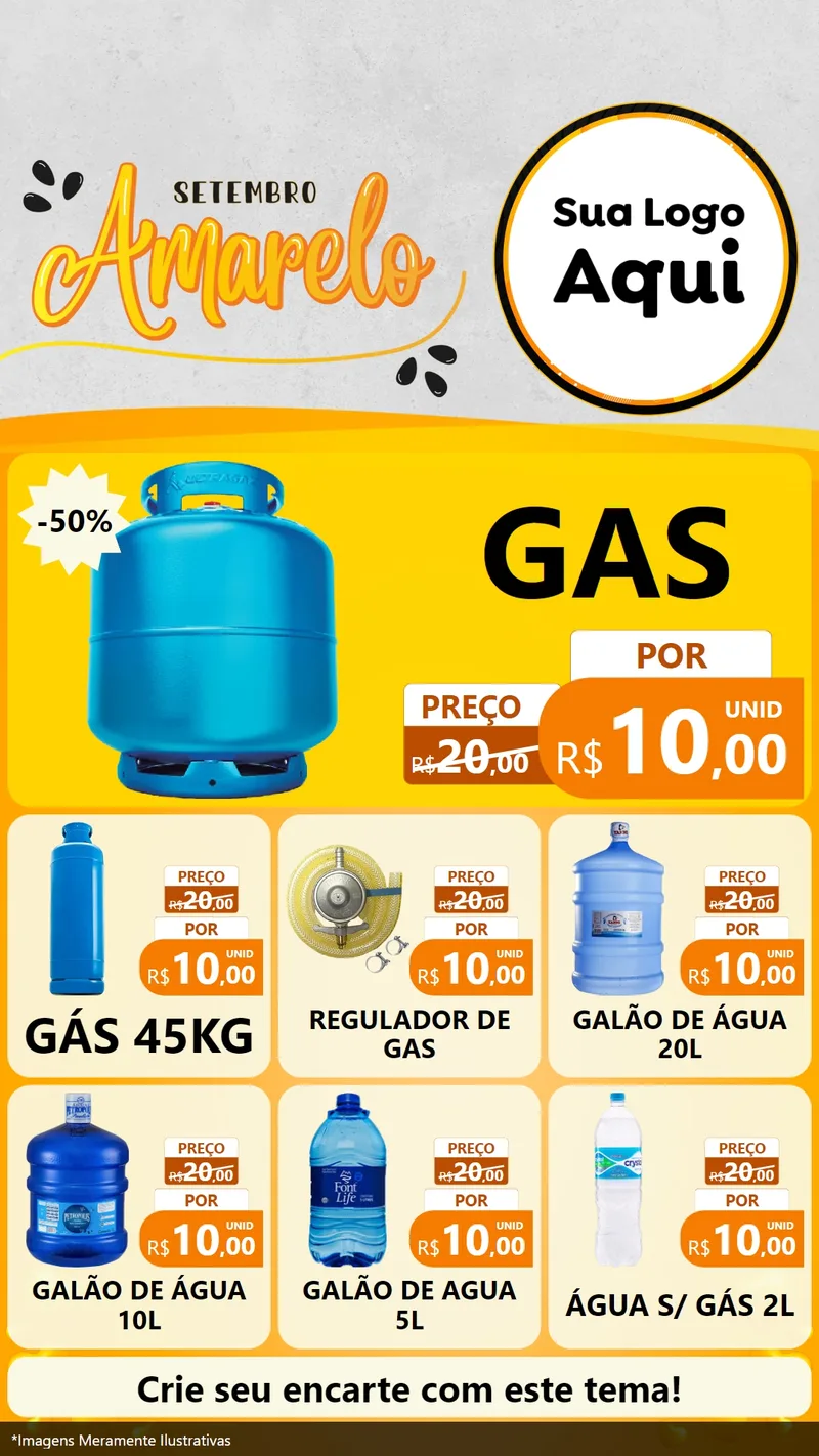Modelo de Rede Social para Stories com o tema Setembro Amarelo para Água e gás