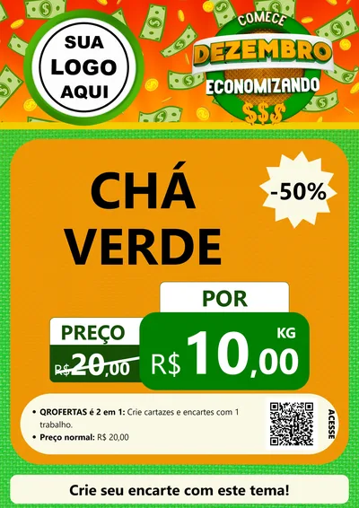 Modelo de Cartaz para Cartaz A4 Vertical com o tema Comece Dezembro Economizando para Produtos Naturais