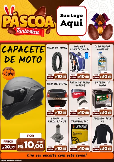 Modelo de Encarte para Encarte A4 Vertical com o tema Páscoa Fantástica para Moto peças