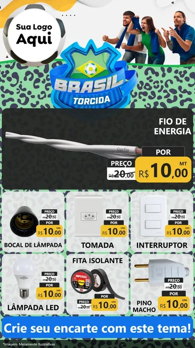 Modelo de Rede Social para Stories com o tema Brasil Torcida - Copa para Materiais Elétricos