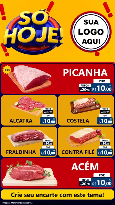 Modelo de TV para TV Vertical com o tema Só Hoje! para Açougue