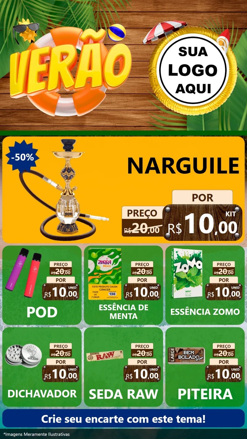 Modelo de Rede Social para Stories com o tema Verão para Tabacaria