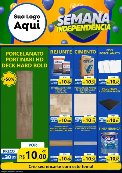 Modelo de Encarte para Encarte A4 Vertical com o tema Semana da Independência para Pisos e revestimentos